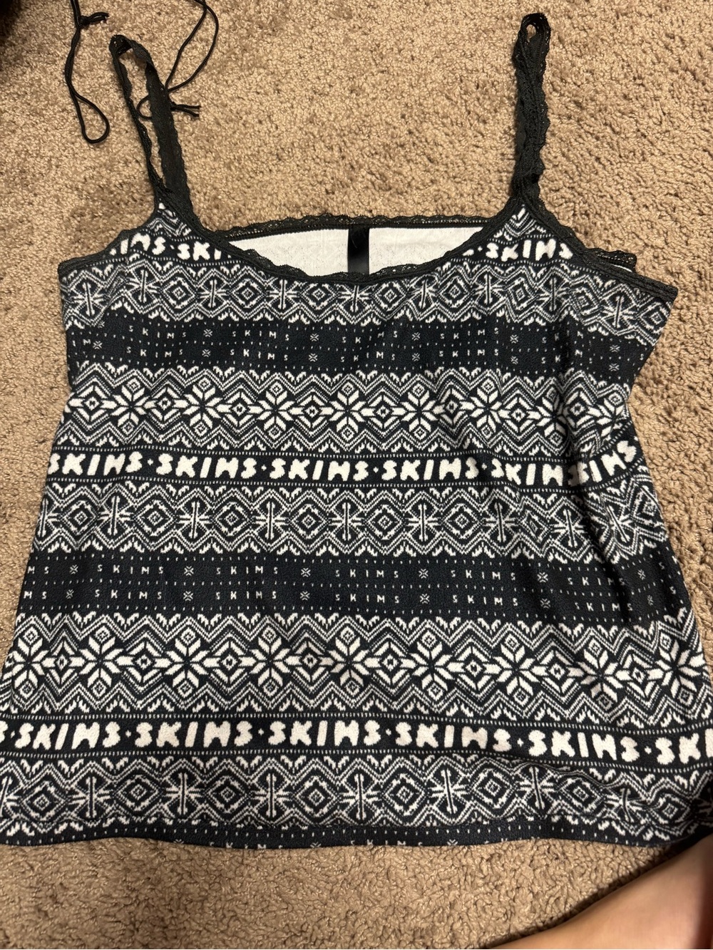 SKIMS Black and White Patterned Camisole Tank